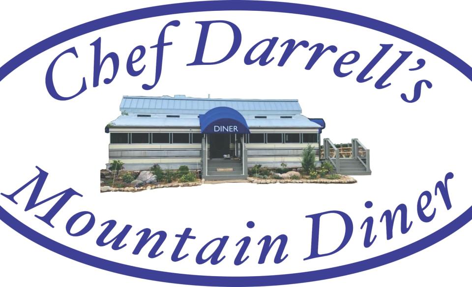 Diner logo- a picture of the diner with the word's Chef Darrell's Mountain Diner written around it