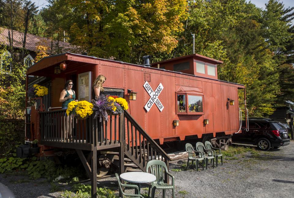 A converted train caboose gift shop