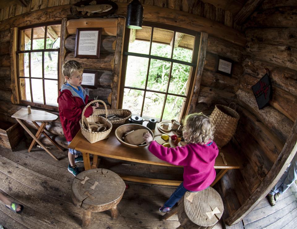 Kids play at the Adirondack Experience, the museum on Blue Mountain Lake