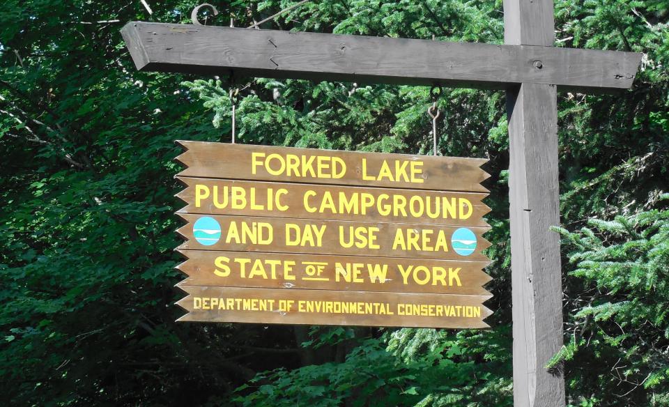 Sign for the campground and beach launch.