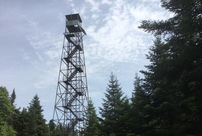 The Wakely Mountain Firetower offers the best views from the wooded summit.