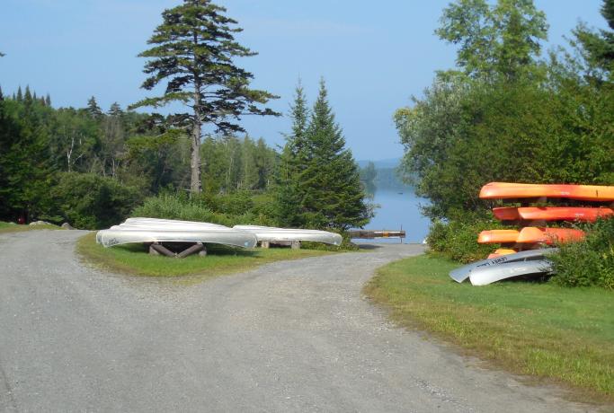 Canoes and kayaks for rent at campground.