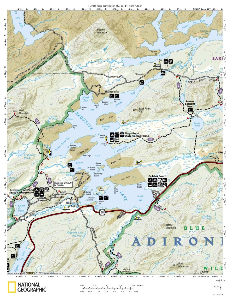 raquette lake map