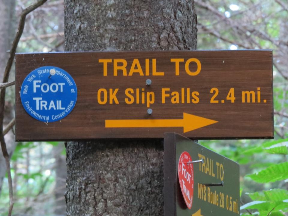 OK Slip Falls sign 1/2 mile in
