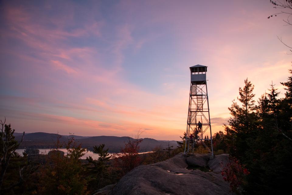 Bald Mountain fire tower at sunset.