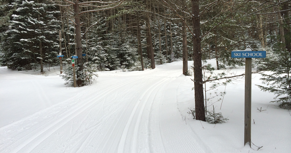 Eastern entrance to the Lapland Lake cross-country ski trail network