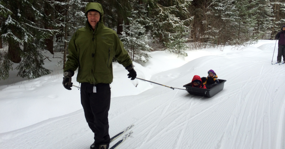 Family out enjoying the trails at Lapland Lake Nordic Vacation Center