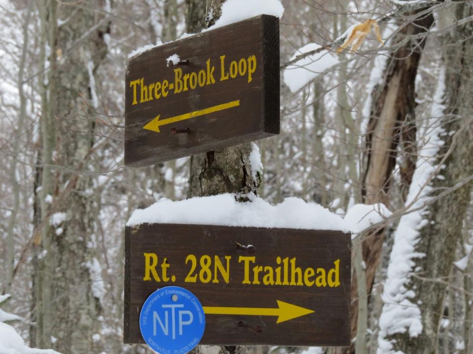 Three-Brook Loop Ski Trail sign