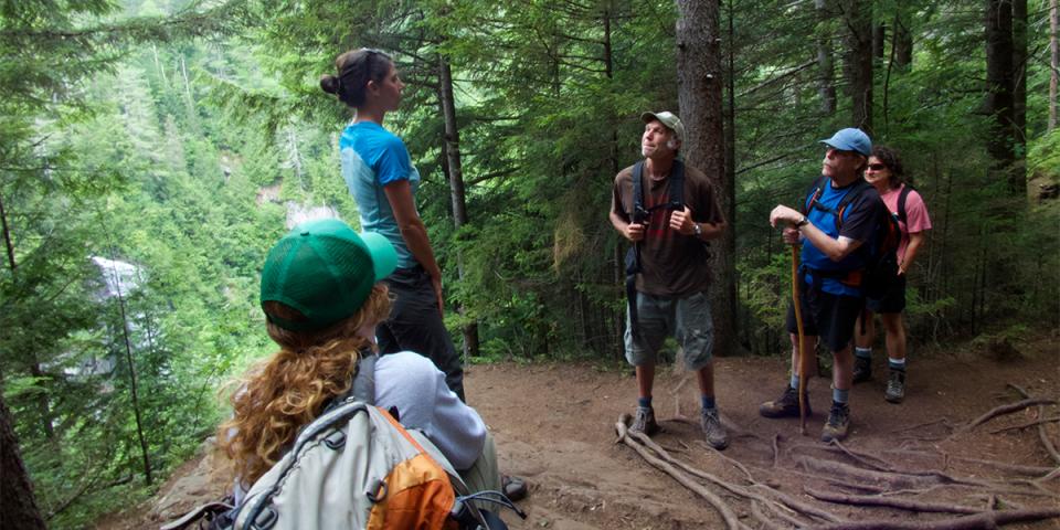Allison speaks with fellow hikers, providing an insiders look to the trail and the waterfall