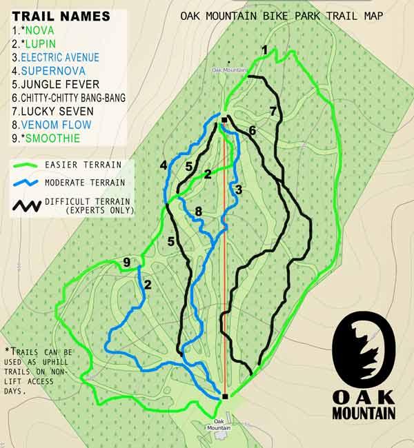 Oak Mountain, NY Mountain Biking Trail Map (Adirondacks)