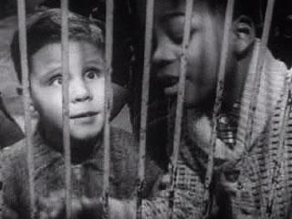 Stills from one of the movie reels found within the metal suitcase shows what appears to be two blind children in a cage-type environment (indianlakeproject.blogspot.com image).