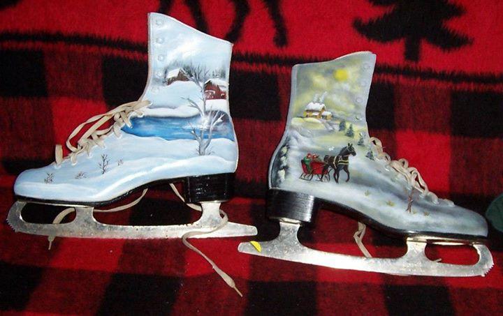 Country Christmas Tour Painted Ice Skates