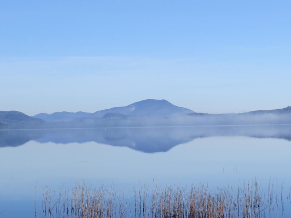 View of Blue Mountain across Raquette Lake