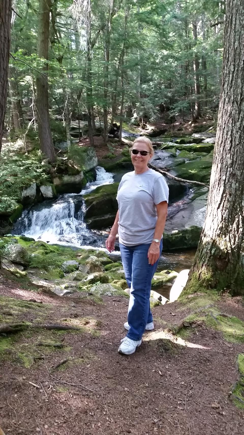 Cathy at the waterfall.