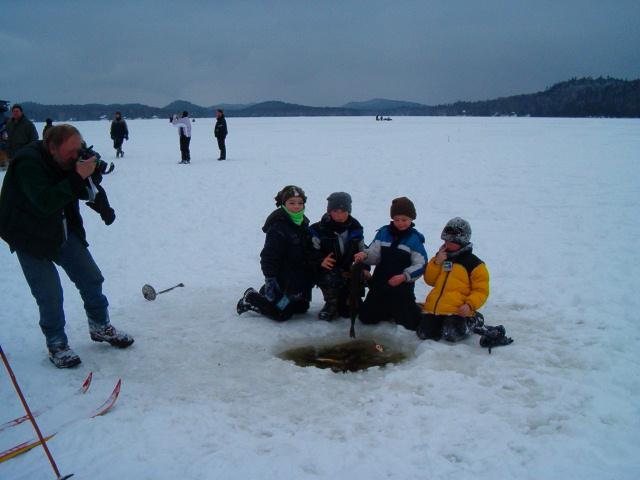 Kids ice fishing