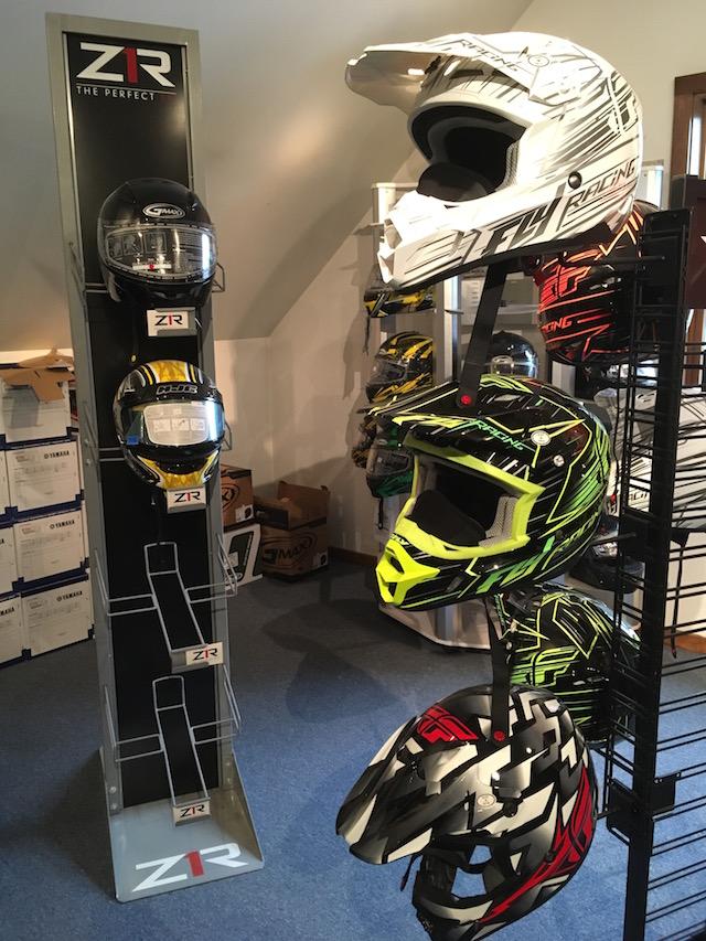 Snowmobile helmets at Village Motors in Speculator.