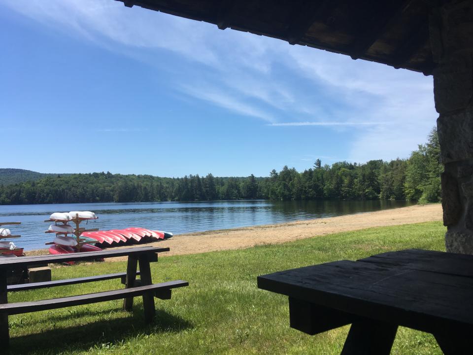 Checking out Limekiln Lake Beach from the pavilion.