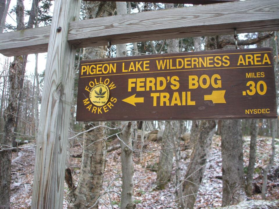 Trailhead sign for Ferd's Bog