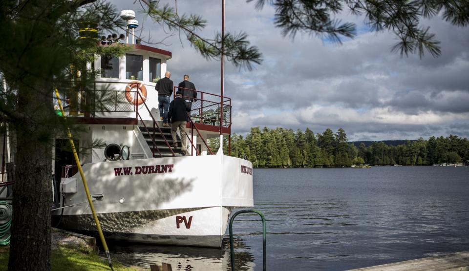 The replica steamboat W.W. Durant on Raquette Lake.