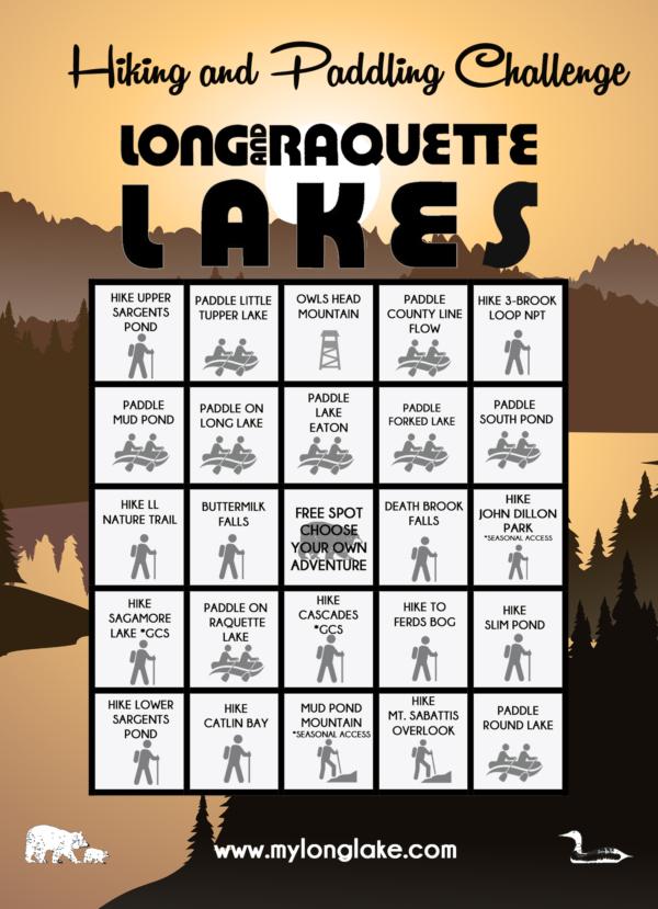 Long Lake/ Raquette Lake Challenge Bingo Card