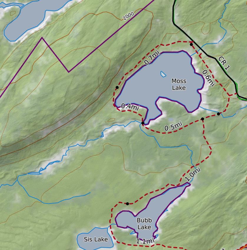 map of moss lake