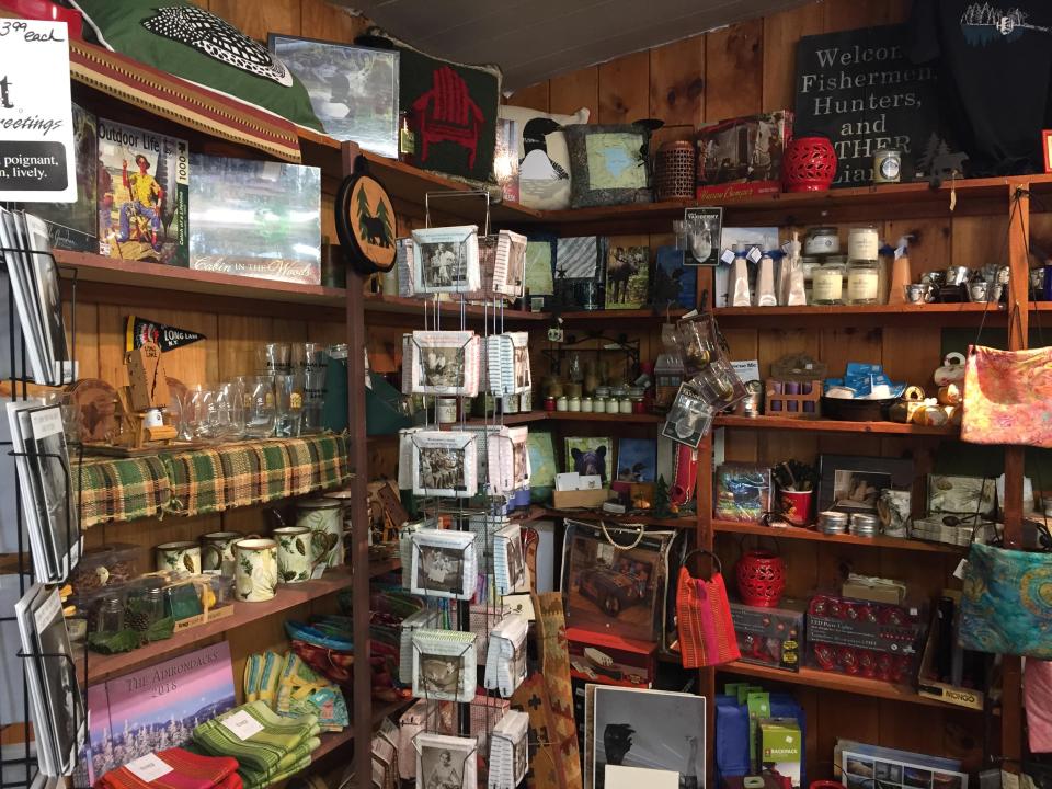 Shelves at the ADK Trading Post with gifts