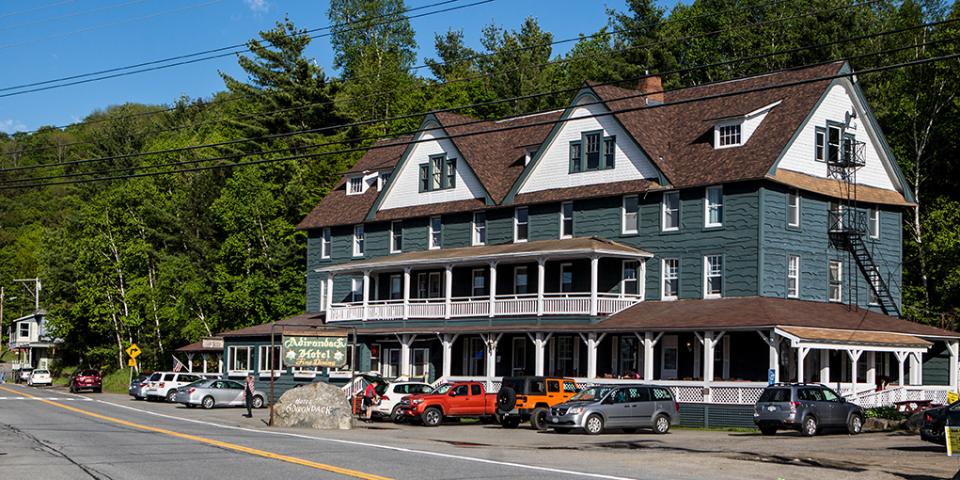 An old Adirondack hotel in spring.