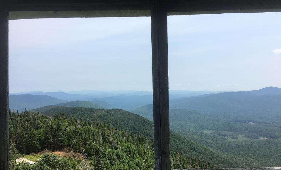 Looking east from Wakely Firetower. Note the helipad in lower left corner.
