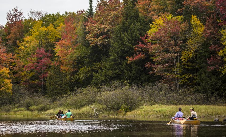 A gentle current and plenty of color for a fall paddle.